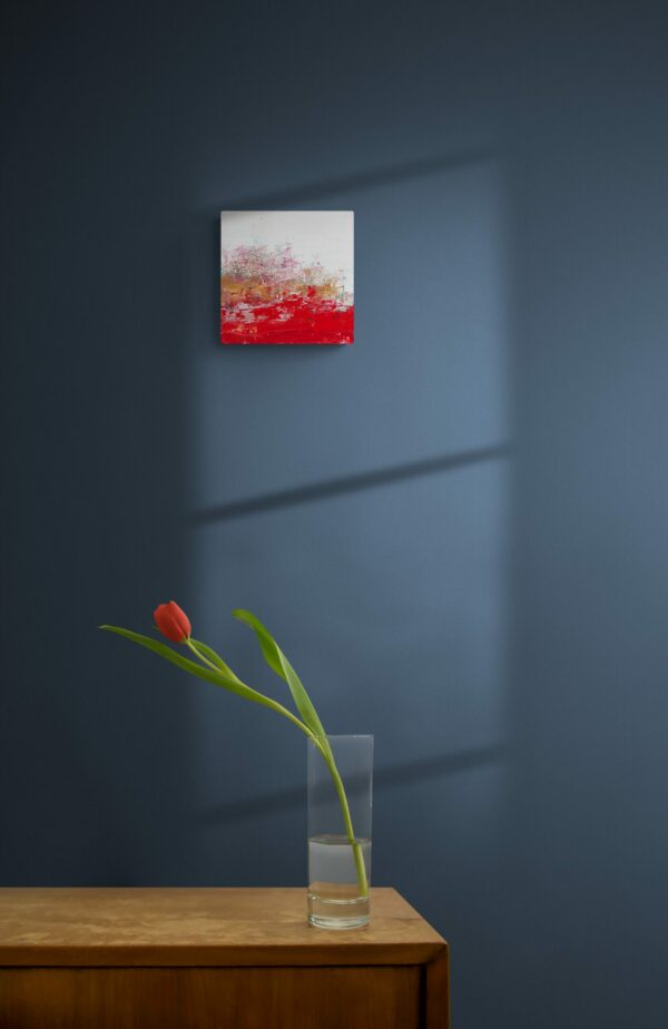 Views of Nature 72 - 8x8 Inches - Flower in vase sitting on wooden cabinet1 scaled 1