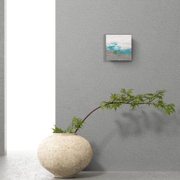 Views of Nature 81 - 8x8 Inch Original Painting - Stone urn with leafy plant copy 1 scaled