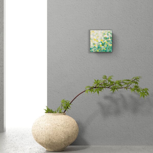 Infinity 9 - 8x8 Inch Original Painting - Stone urn with leafy plant copy scaled